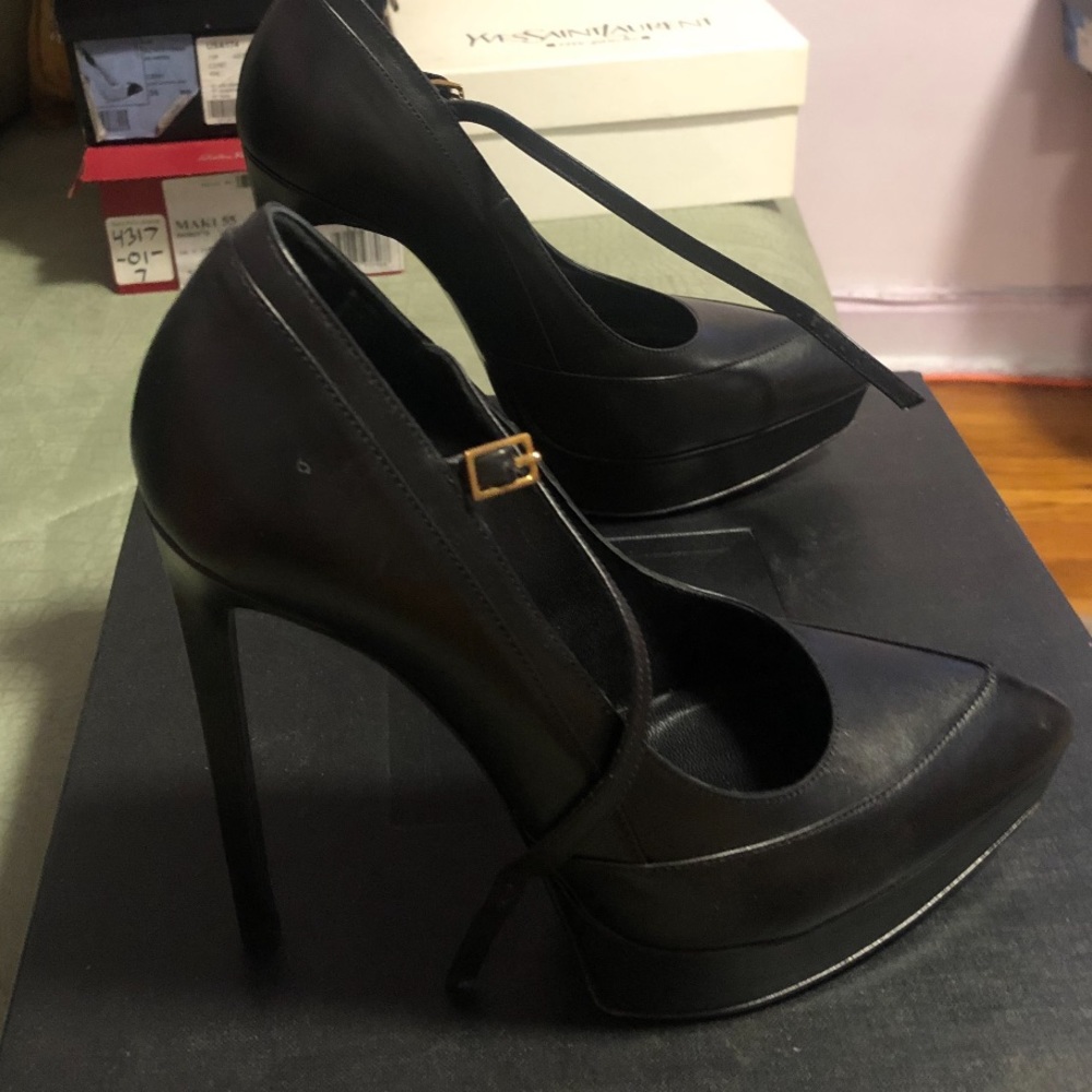 Saint Laurent Leather Classic Janis 105 Mary Jane Pump Black - Picture 2 of 6